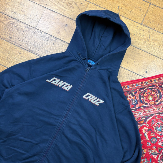 Vintage Santa Cruz Skate Navy Embroidered Hoodie Sweatshirt - XL