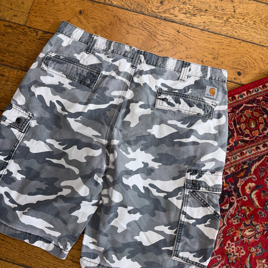 Vintage Carhartt Workwear Camo Baggy Carpenter Grey Shorts - 40