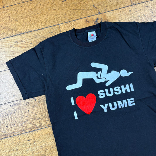 Vintage Funny I Love Sushi Black Graphic T-Shirt - XS