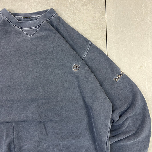 Vintage 90s Timberland Blue Grey Embroidered Sweatshirt - XL
