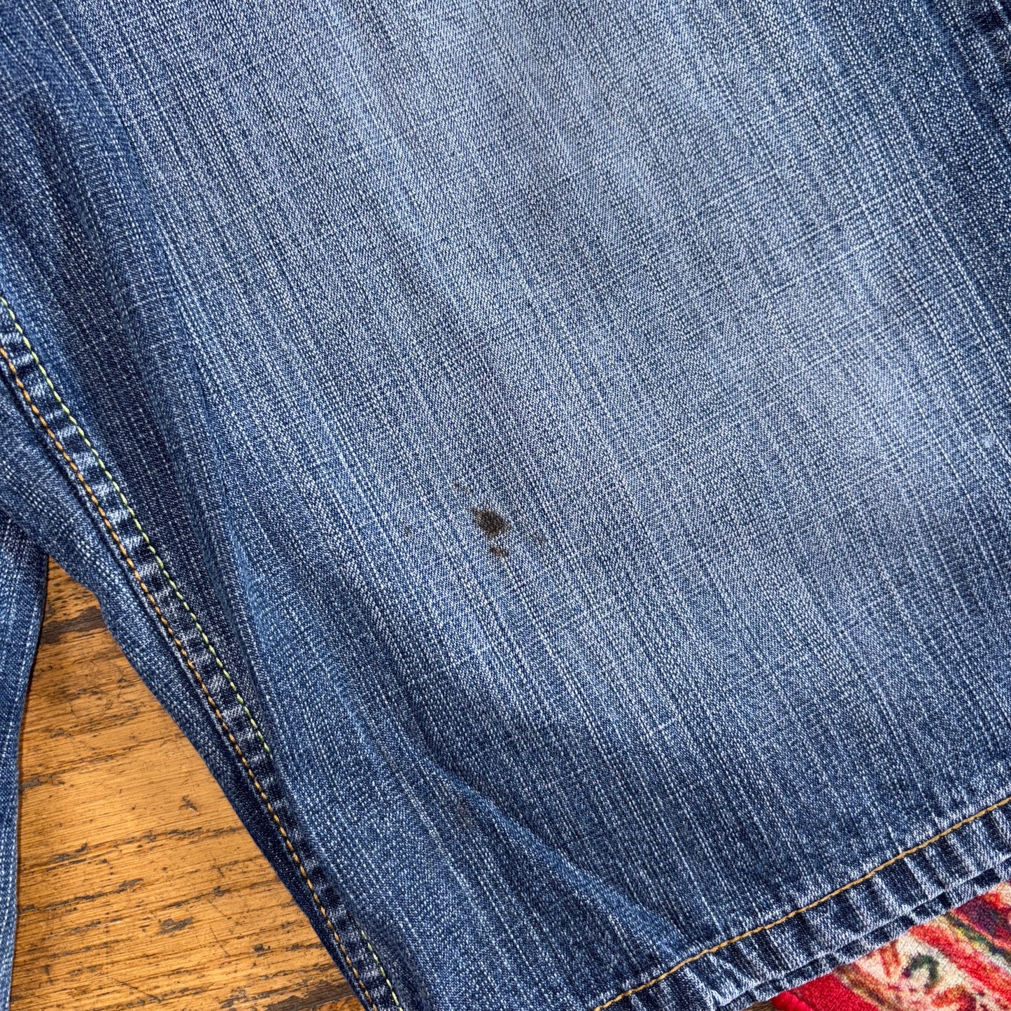 Vintage Indigo 30 Blue Embroidered Y2K Hip Hop Baggy Jeans Shorts Jorts - 40