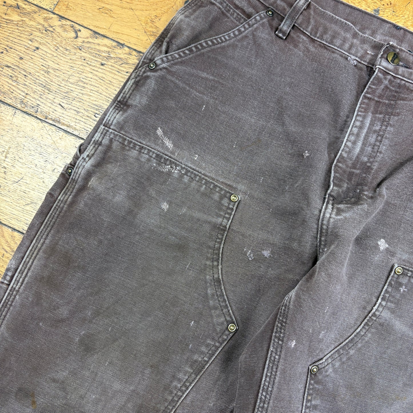 Vintage Carhartt Brown Double Knee Workwear Carpenter Baggy Trousers - 34