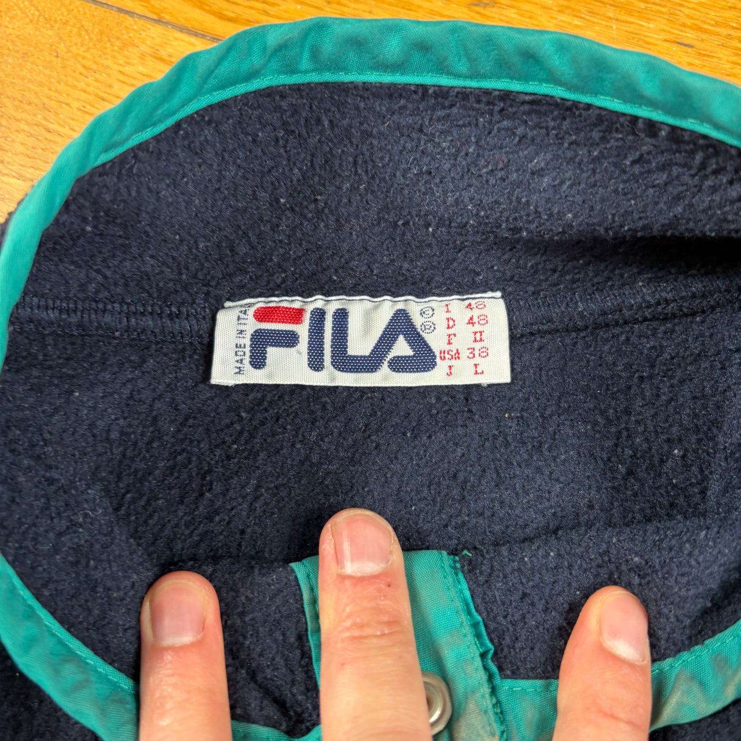 Vintage 90s Fila Skiing Navy Embroidered Fleece Sweatshirt - L