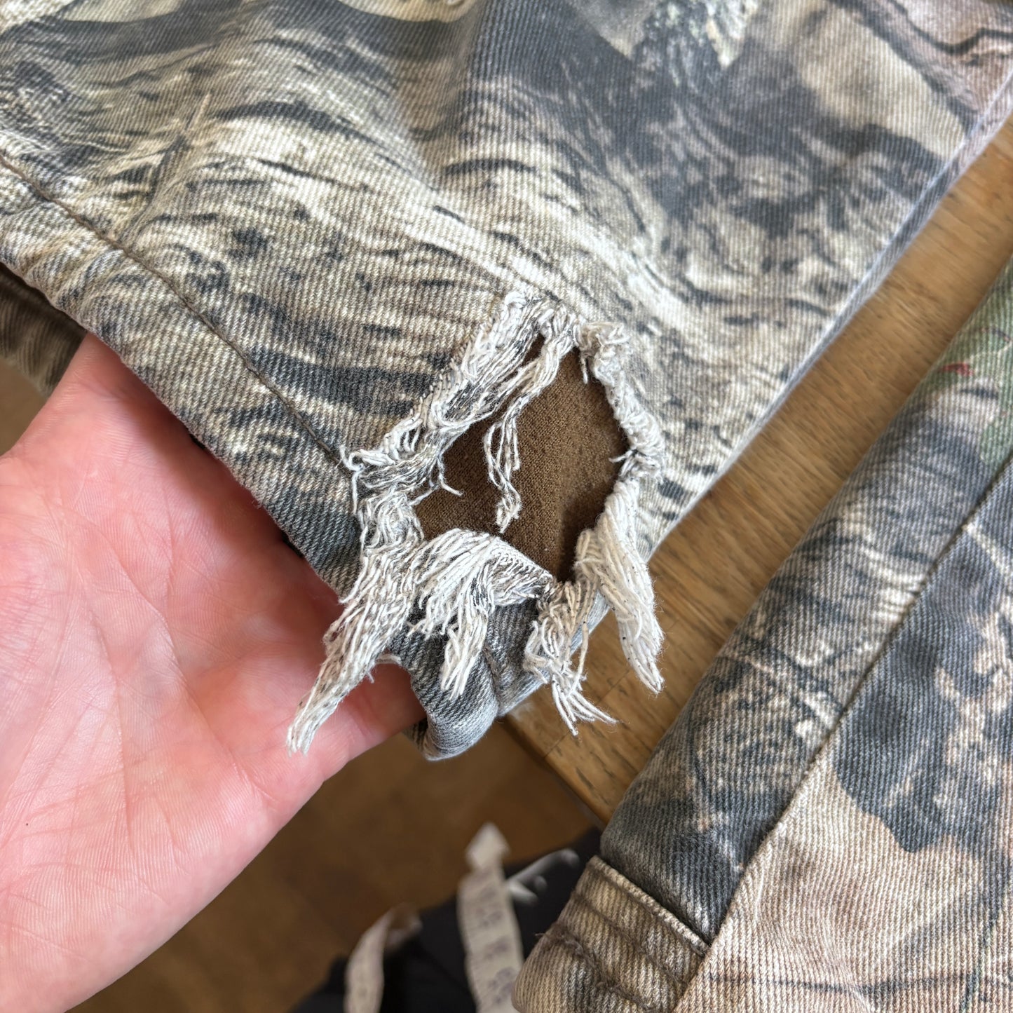 Vintage Real Tree Camo Green Hunting Fleece Lined Workwear Trousers - 34S