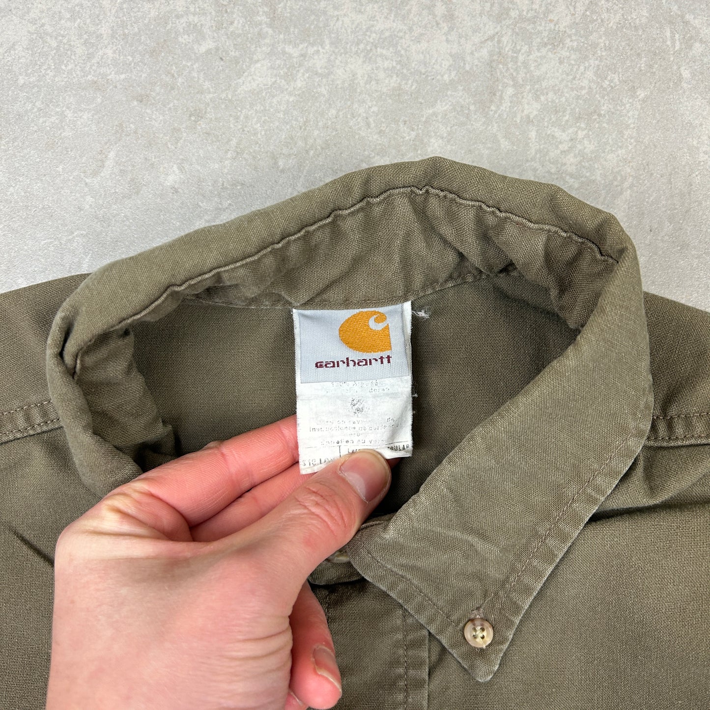 Vintage Carhartt Embroidered Aviation Short Sleeve Khaki Button Down Shirt - L