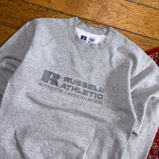 Vintage Russell Athletic Grey Embroidered Sweatshirt - S