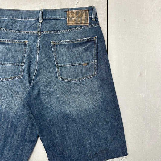 Vintage Embroidered Hip Hop Baggy Shorts Blue Jorts - 36