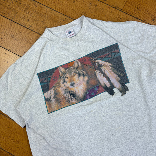 Vintage 90s Single Stitch Wolf Grey Graphic T-Shirt - XL