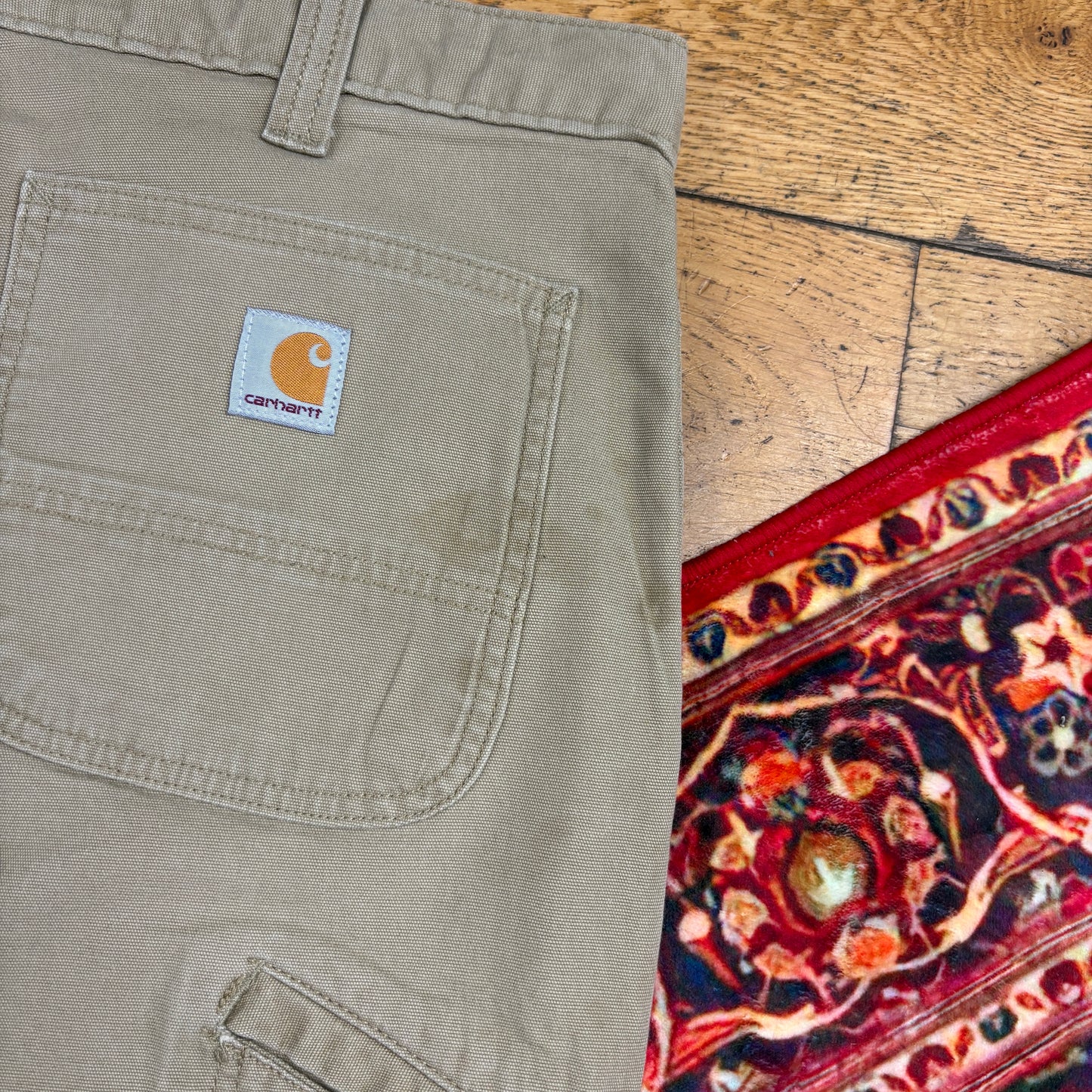 Vintage Carhartt Cream Workwear Carpenter Baggy Trousers - 38