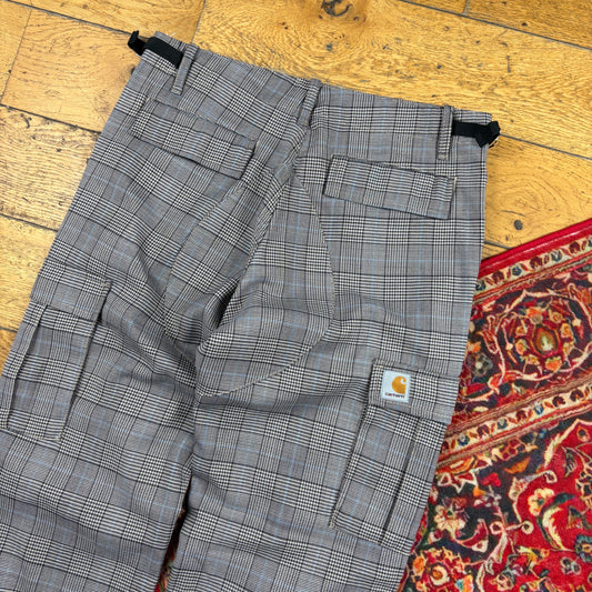 Vintage Carhartt Grey Check Cargo Workwear Carpenter Straight Trousers - 30