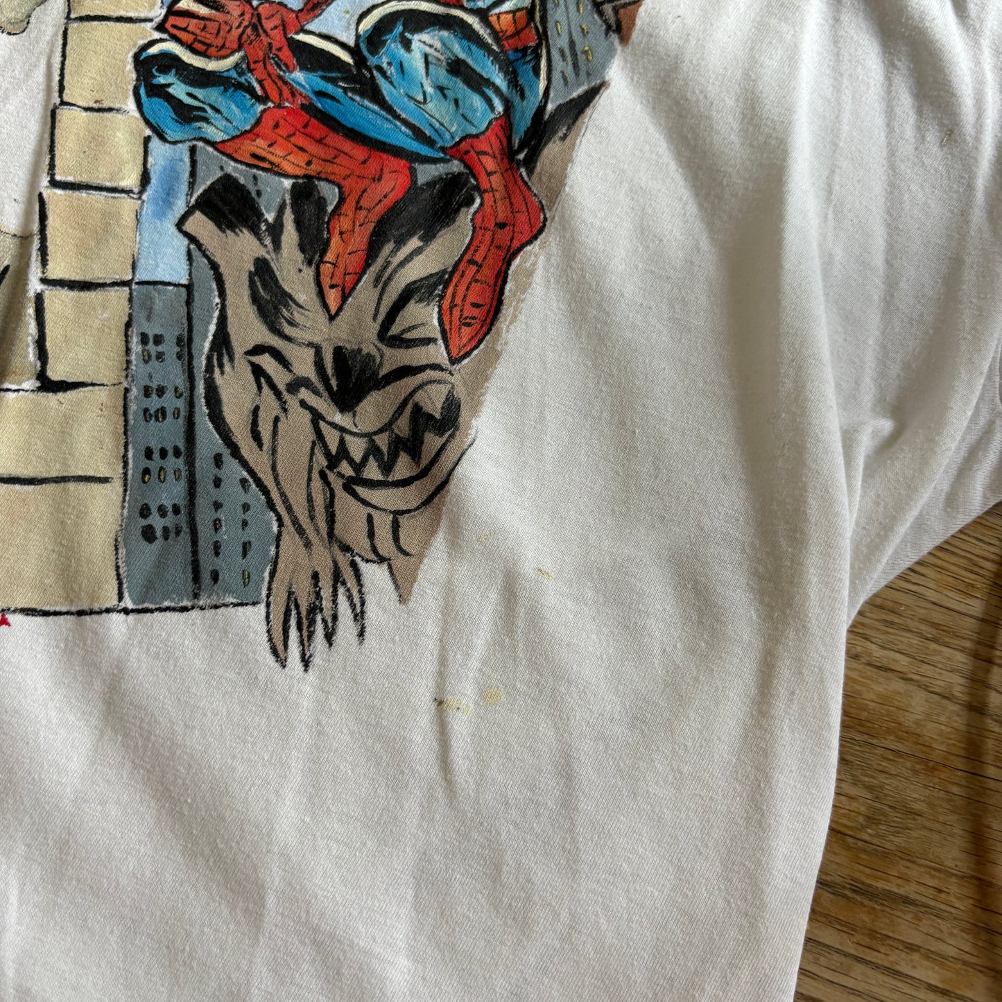 Vintage Marvel Spiderman White Graphic T-Shirt - L