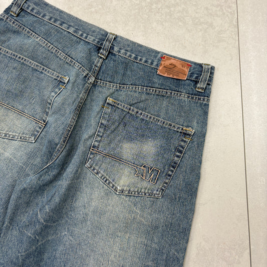 Vintage Mecca Embroidered Blue Hip Hop Baggy Shorts Jorts - 38