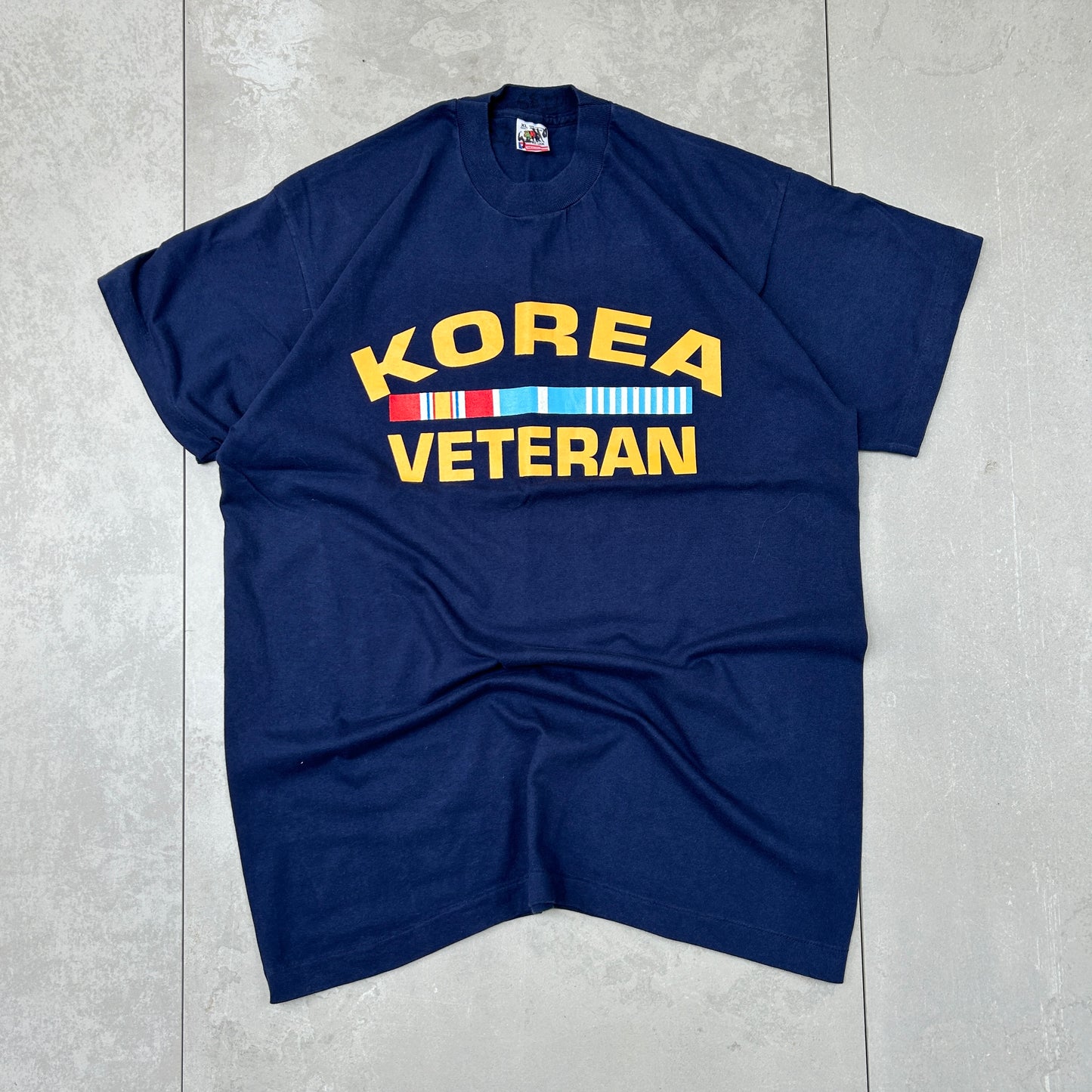Vintage 90s Single Stitch Navy Korea Graphic T-Shirt - XL