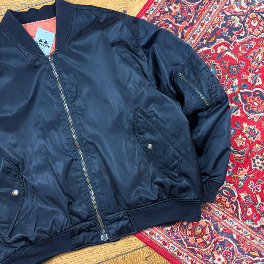 Vintage MA-1 Reversible Black Bomber Jacket - L