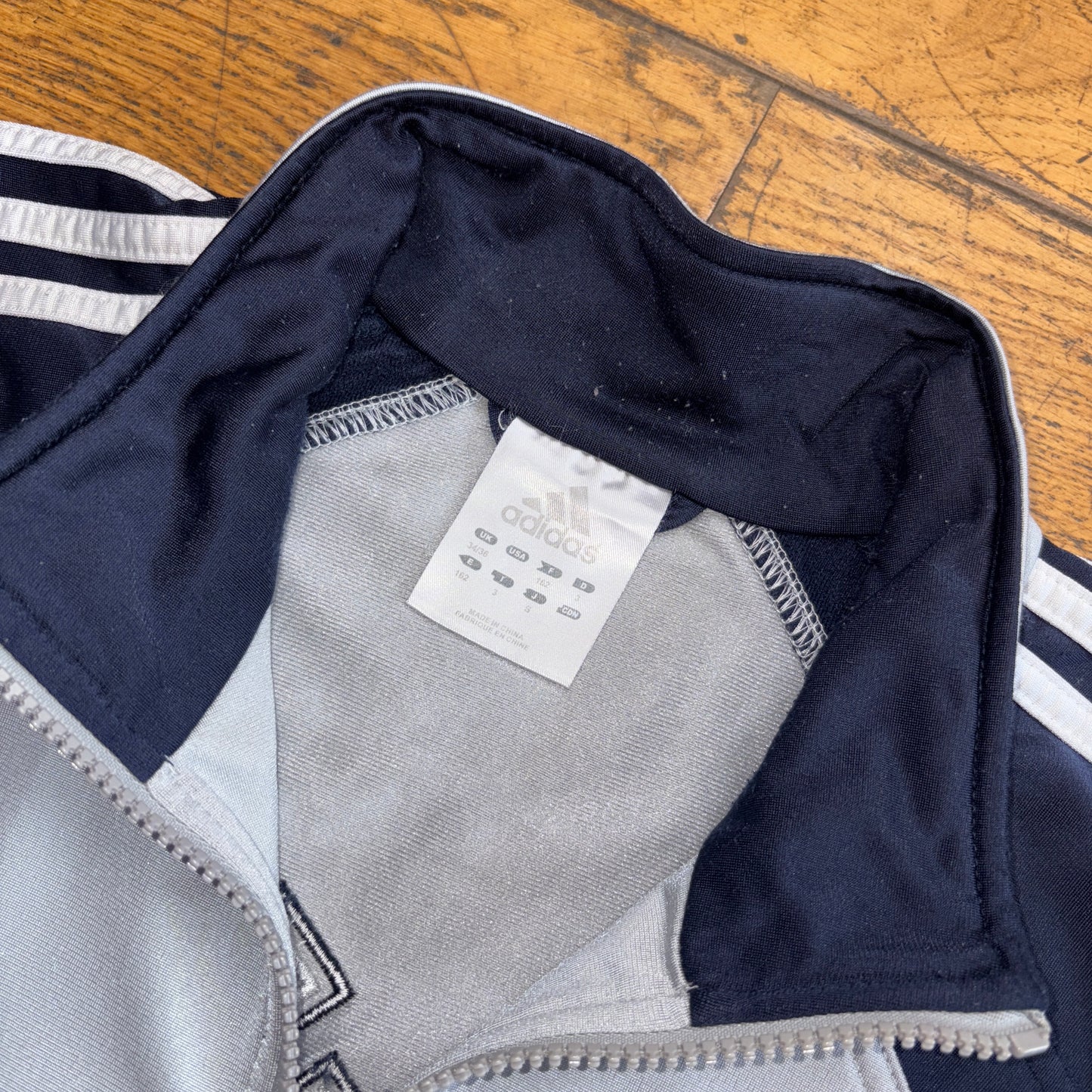 Vintage Adidas Grey Navy Tracksuit Track Jacket - M