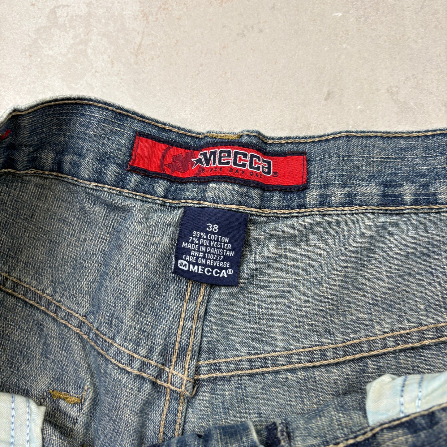 Vintage Mecca Embroidered Blue Hip Hop Baggy Shorts Jorts - 38