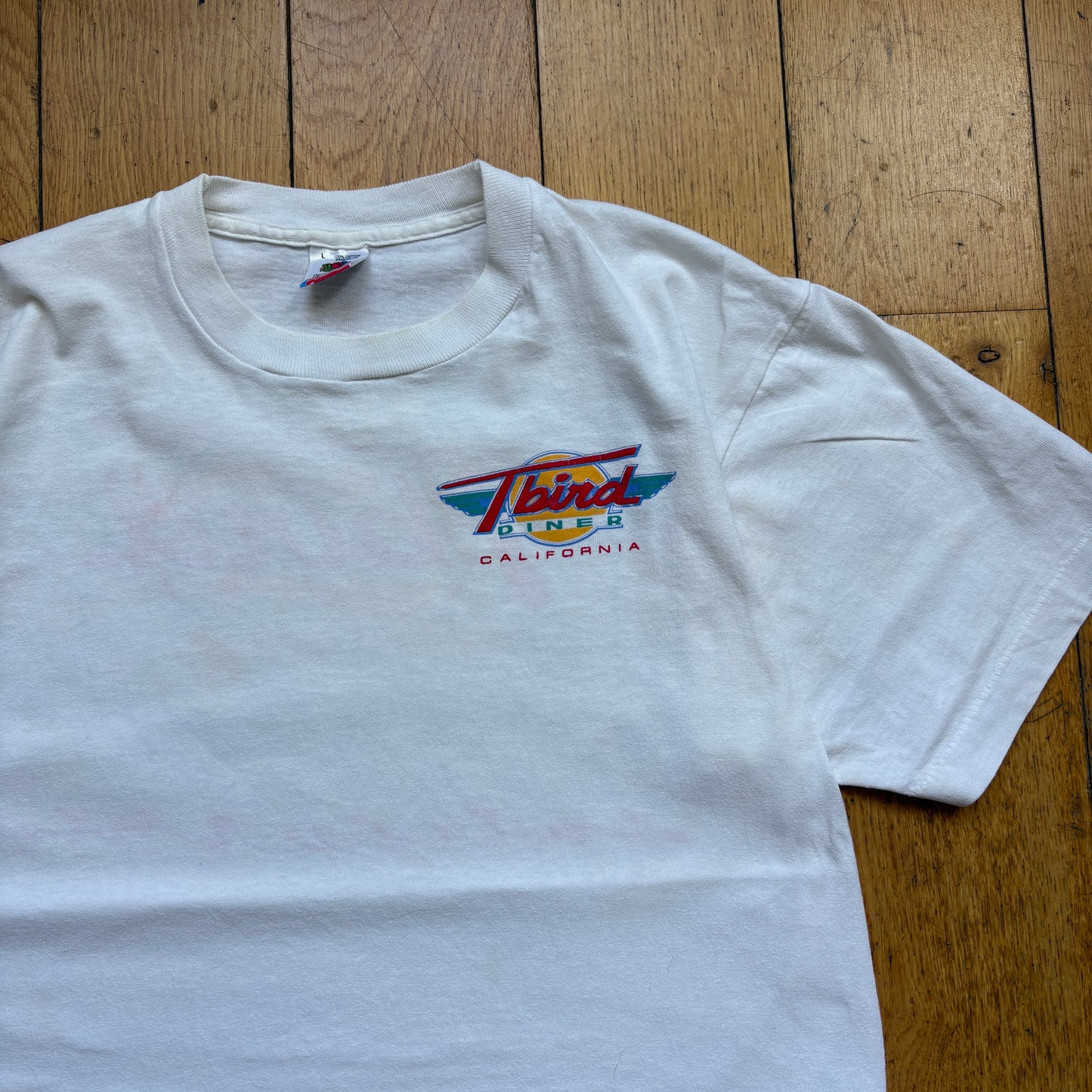 Vintage 1989 T Bird Car Single Stitch White Graphic T-Shirt - S