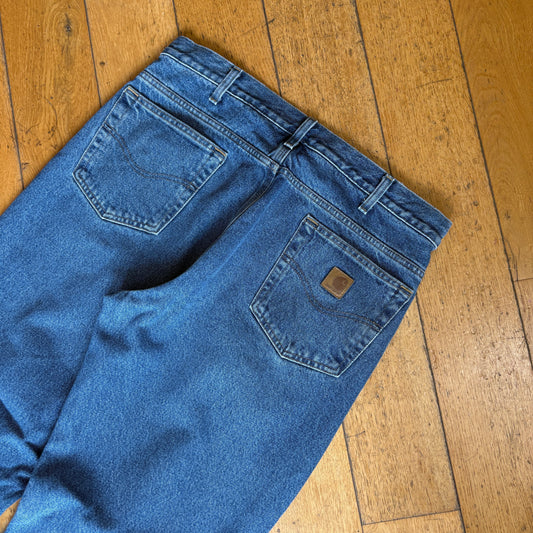 Vintage Carhartt Blue Blanket Lined Workwear Carpenter Baggy Jeans - 36