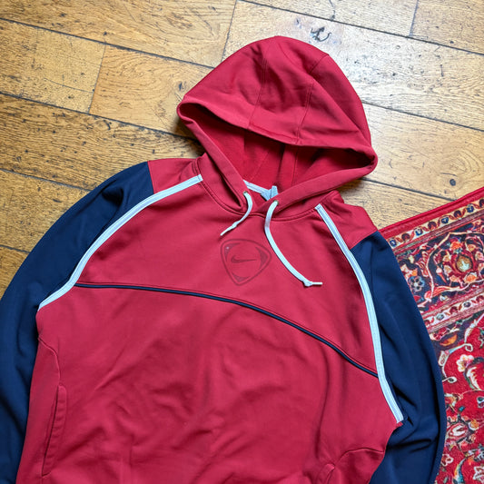 Vintage Nike Y2K Red Hoodie Sweatshirt - L