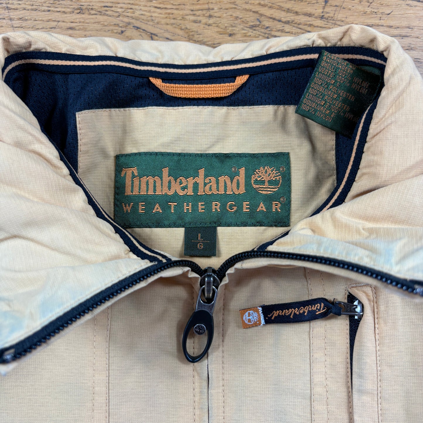 Vintage Timberland Cream Orange Zip Coat Jacket - L