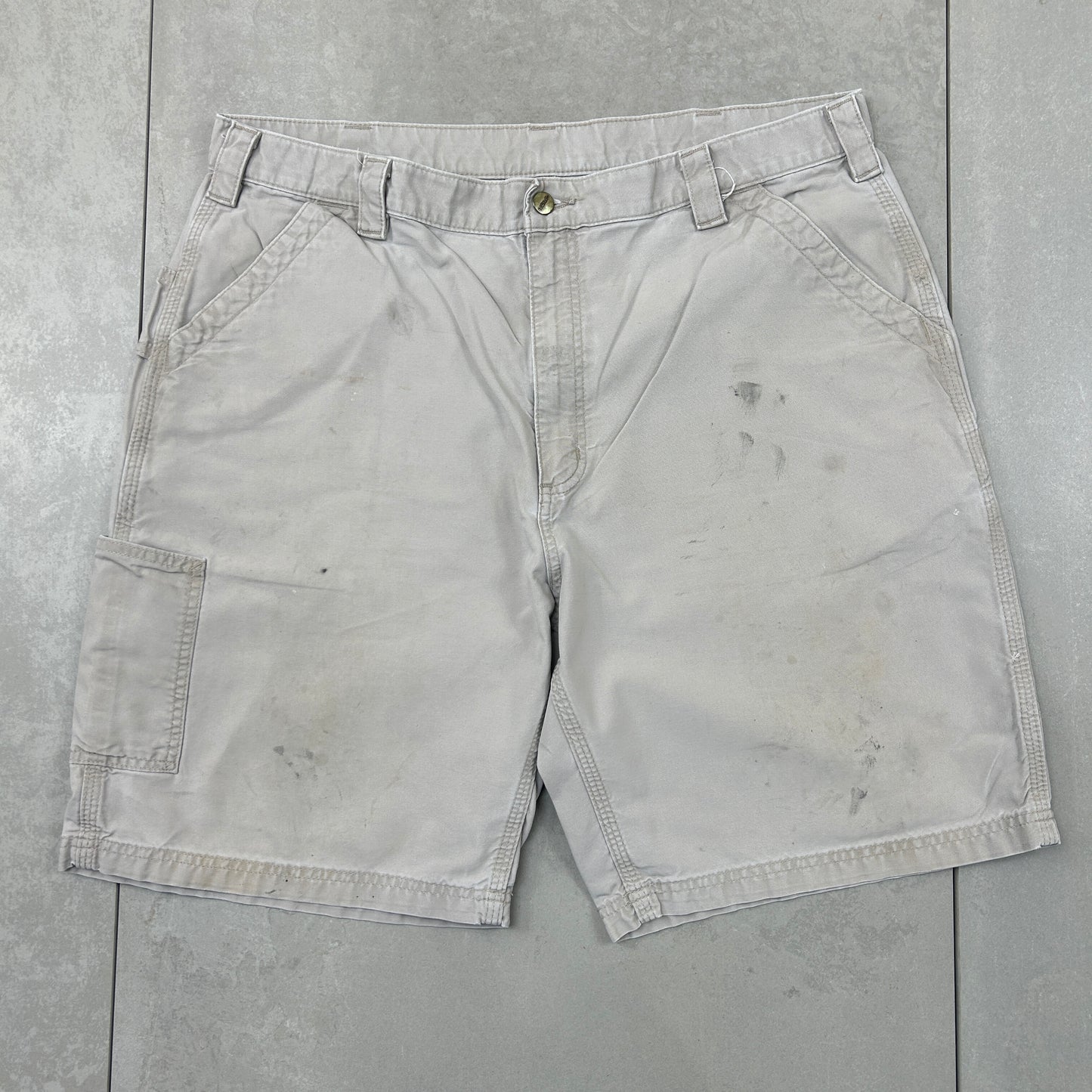 Vintage Carhartt Workwear Baggy Cream Carpenter Shorts - 40