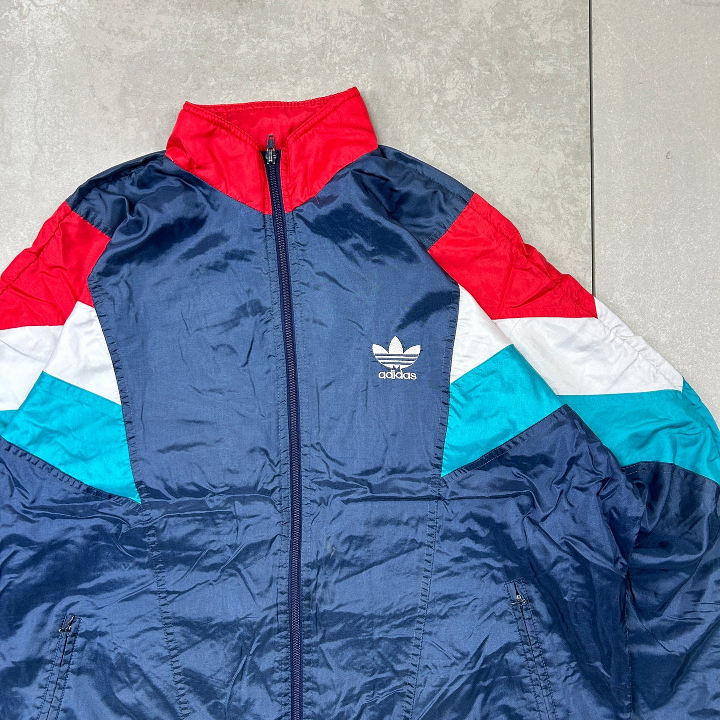 Vintage 80s Adidas Navy Tracksuit Track Shell Windbreaker Jacket - L