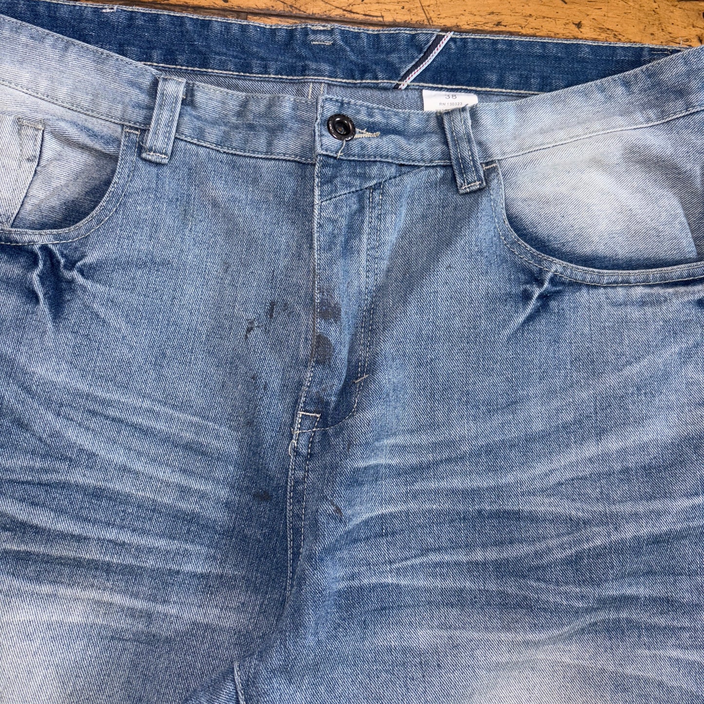 Vintage Blue Embroidered Y2K Hip Hop Baggy Jeans Shorts Jorts - 42