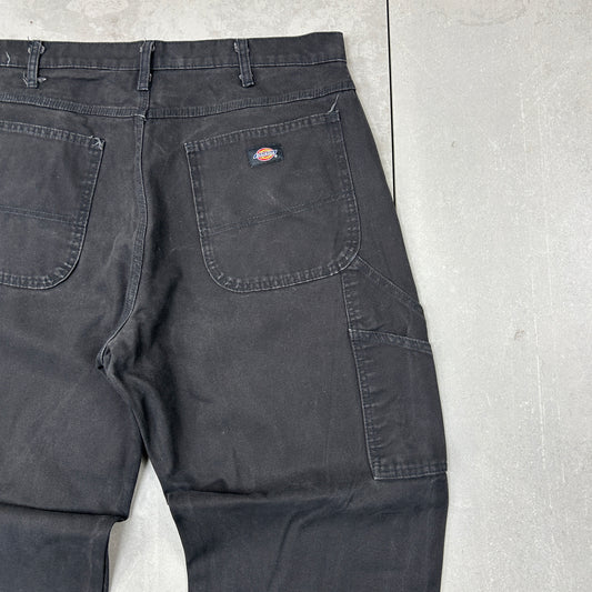 Vintage Dickies Workwear Carpenter Baggy Black Trousers - 38