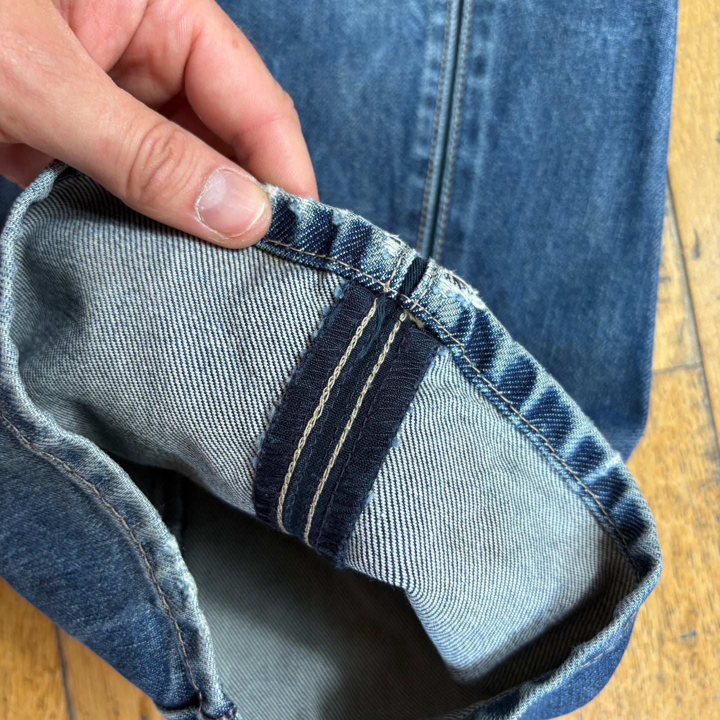 Vintage Levis Engineered Baggy Selvedge Rare Blue Denim Jeans -