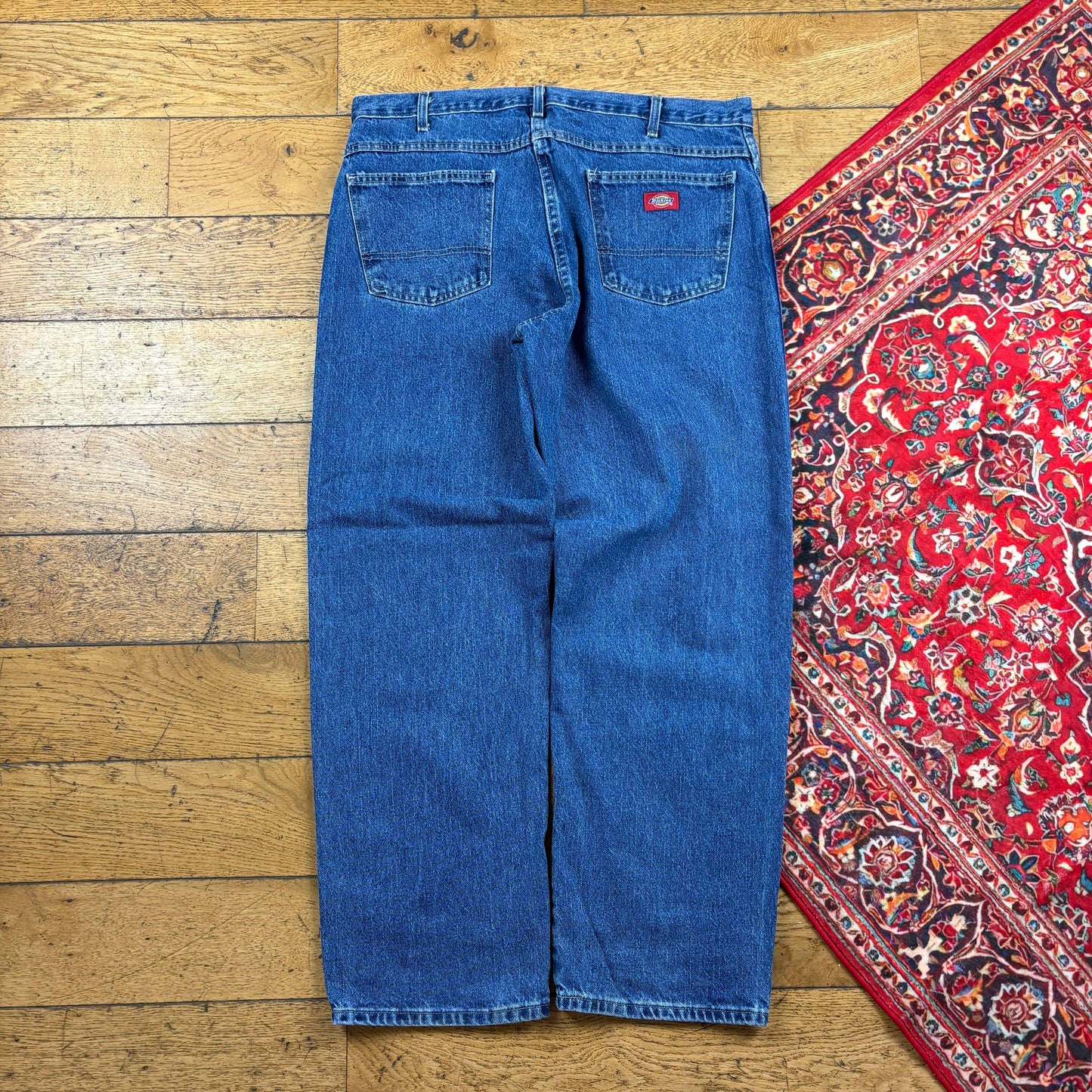 Vintage Dickies Workwear Carpenter Baggy Blue Trousers - 36
