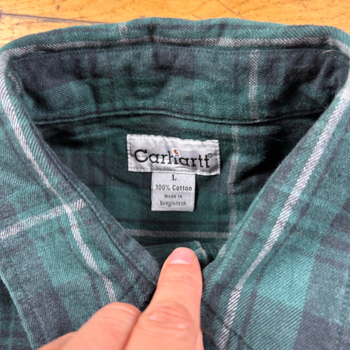 Vintage Carhartt Green Check Workwear Shirt - L