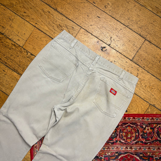 Vintage Dickies Workwear Carpenter Cream Baggy Trousers - 38R