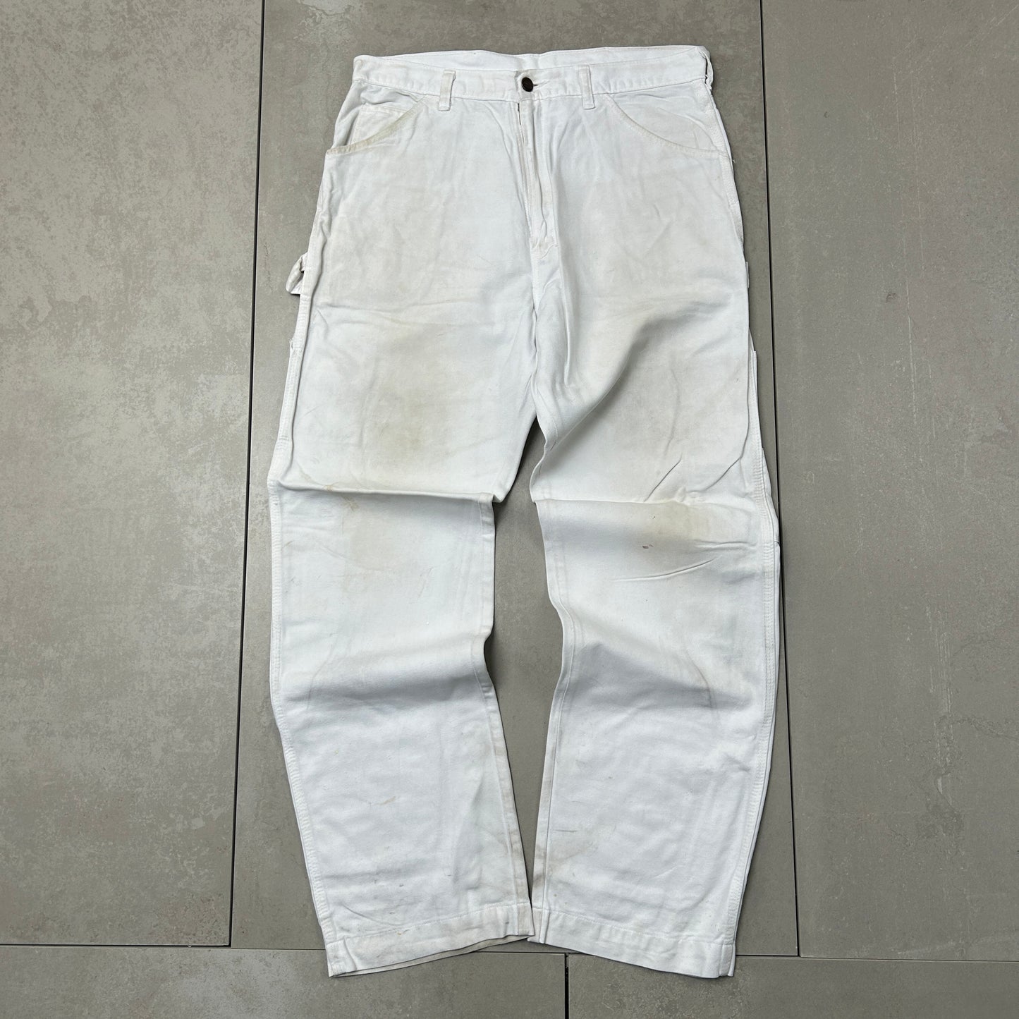 Vintage Dickies Workwear Carpenter Baggy White Trousers - 33