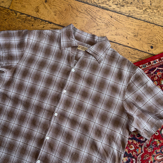 Older Best Boxy Cropped Brown Check Short Sleeve Shirt - M