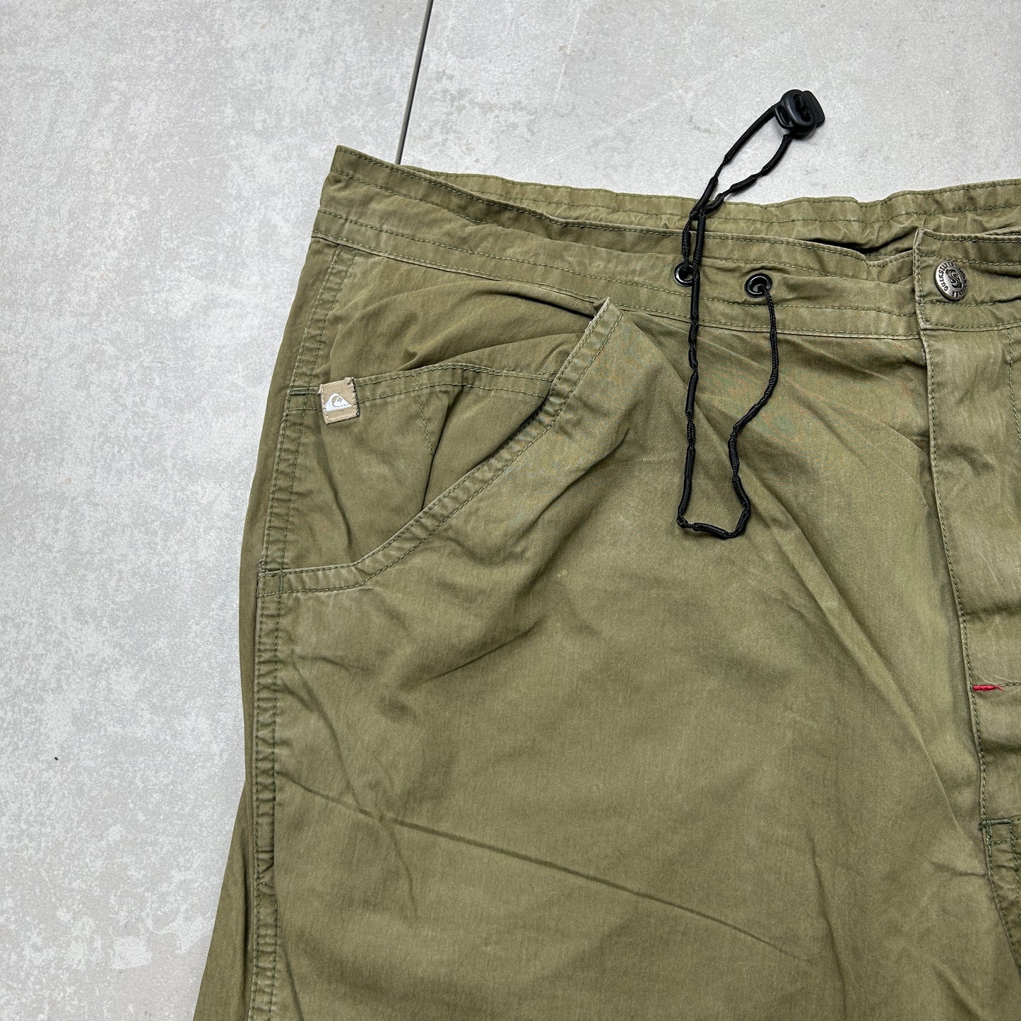 Vintage Quiksilver Green Baggy Tracksuit Cargo Track Pants Bottoms - 36