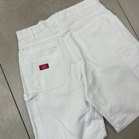 Vintage Dickies Workwear Carpenter White Baggy Shorts - 32