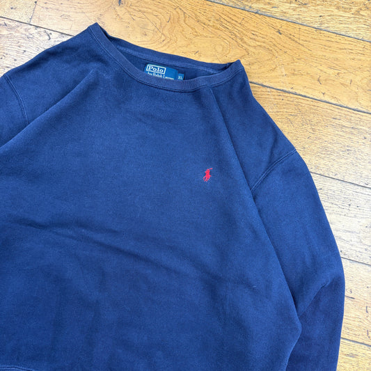Vintage Ralph Lauren Navy Embroidered Sweatshirt - XL