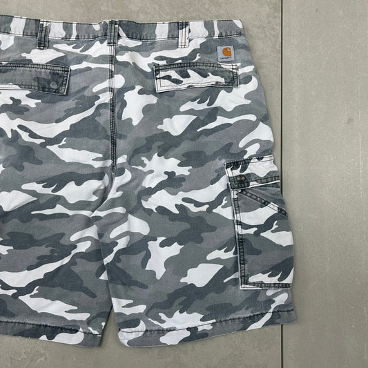 Vintage Carhartt Workwear Camo Baggy Carpenter Grey Shorts - 40