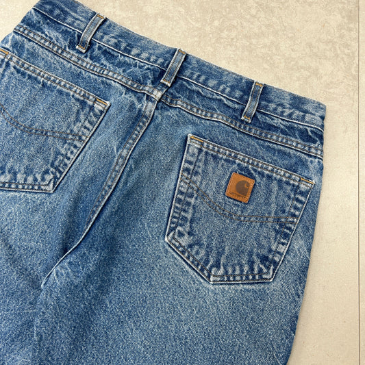 Vintage Carhartt Workwear Baggy Carpenter Blue Shorts - 34