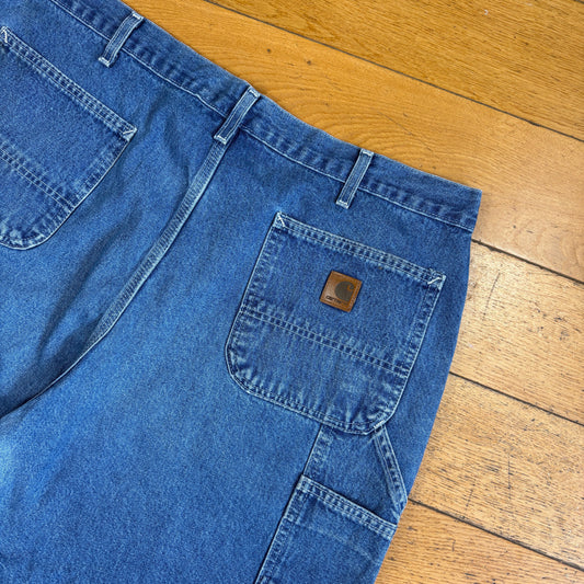 Vintage Carhartt Workwear Blue Baggy Carpenter Jorts Shorts - 40