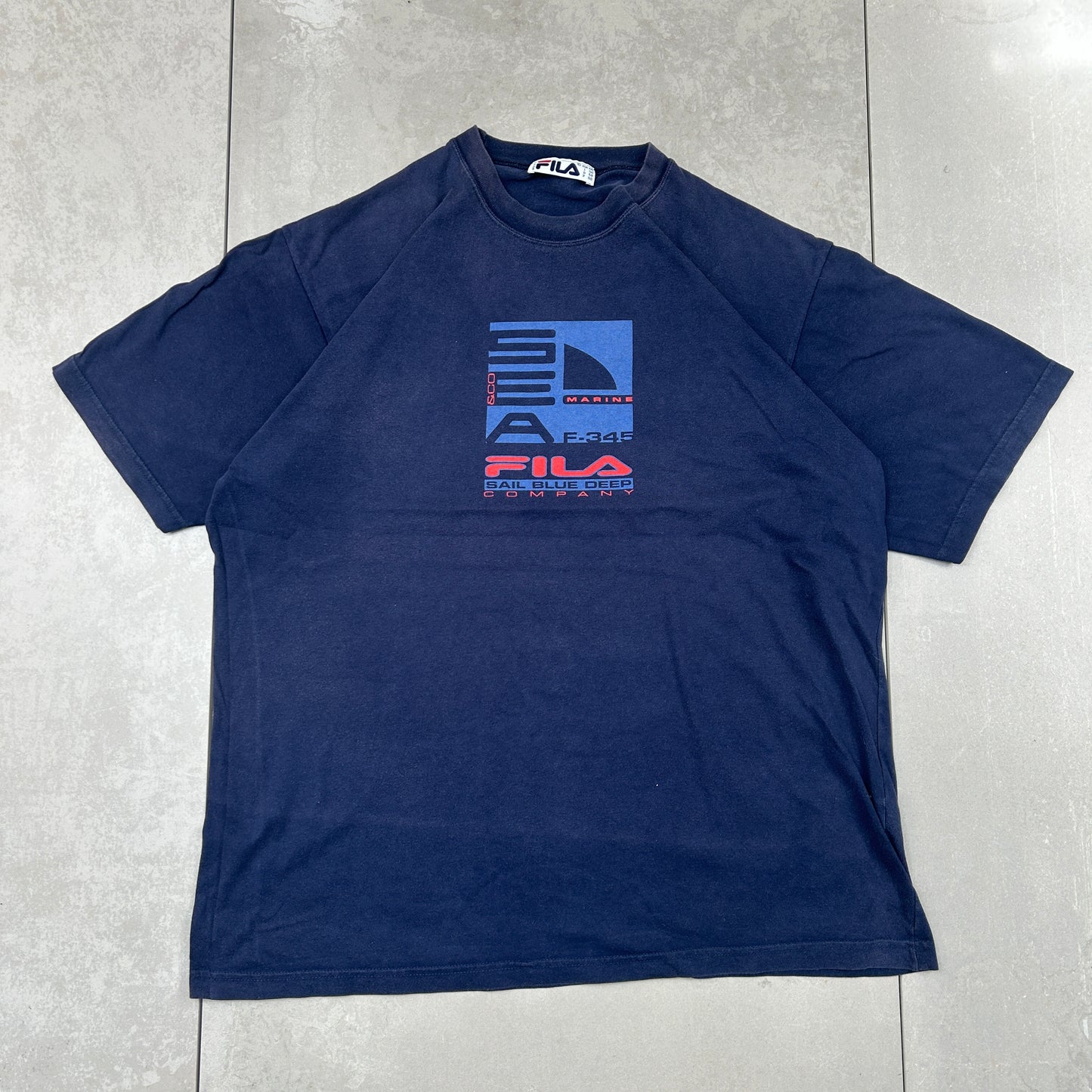 Vintage Fila Navy Graphic T-Shirt - L