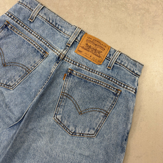 Vintage Levis 560 Orange Tab Blue Baggy Denim Shorts - 31