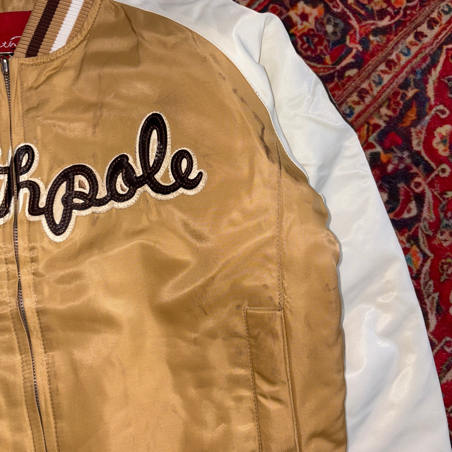 Vintage Southpole Y2K Brown Varsity Embroidered Hip Hop Baseball Jacket - S