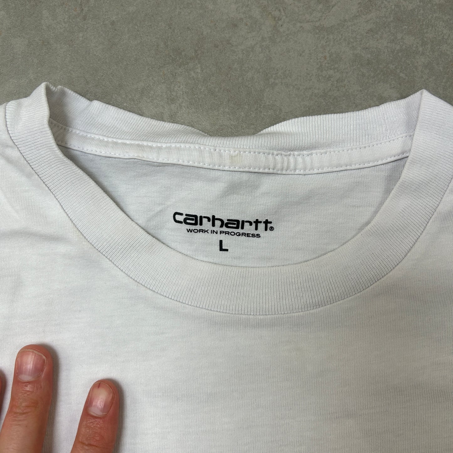Vintage Carhartt Pocket Logo White T-Shirt - L