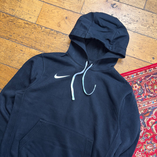 Vintage Nike Black Swoosh Hoodie Embroidered Sweatshirt - S