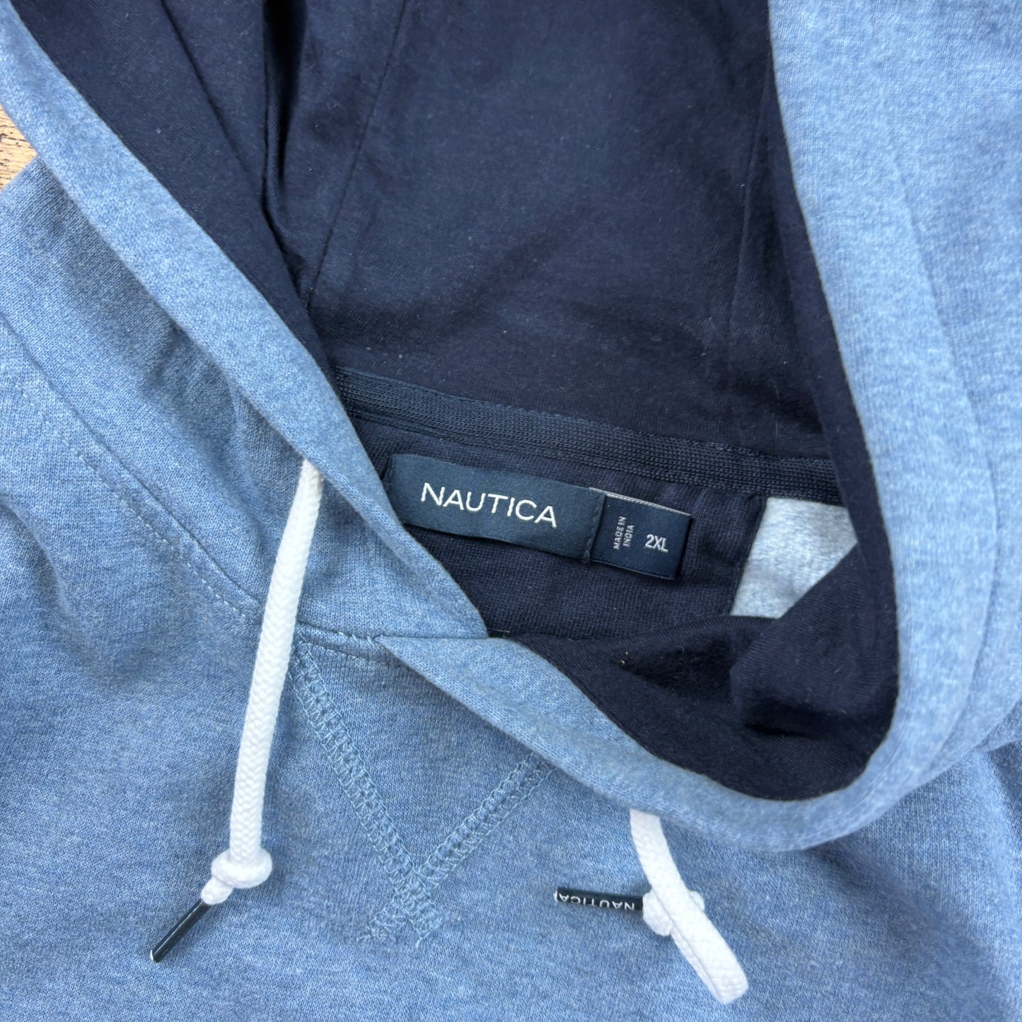 Vintage Nautica Blue Embroidered Hoodie Sweatshirt - XXL