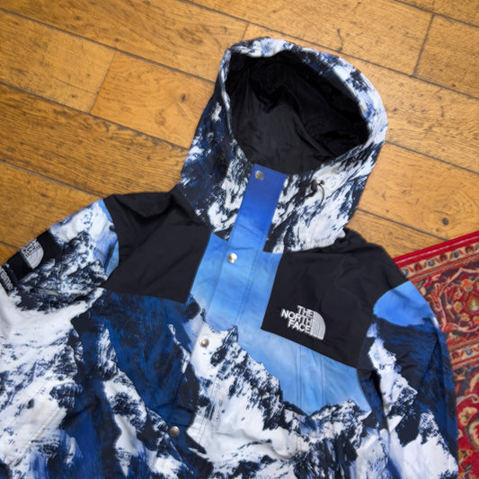 Supreme FW17 North Face Mountain Parka Blue Jacket Coat - M