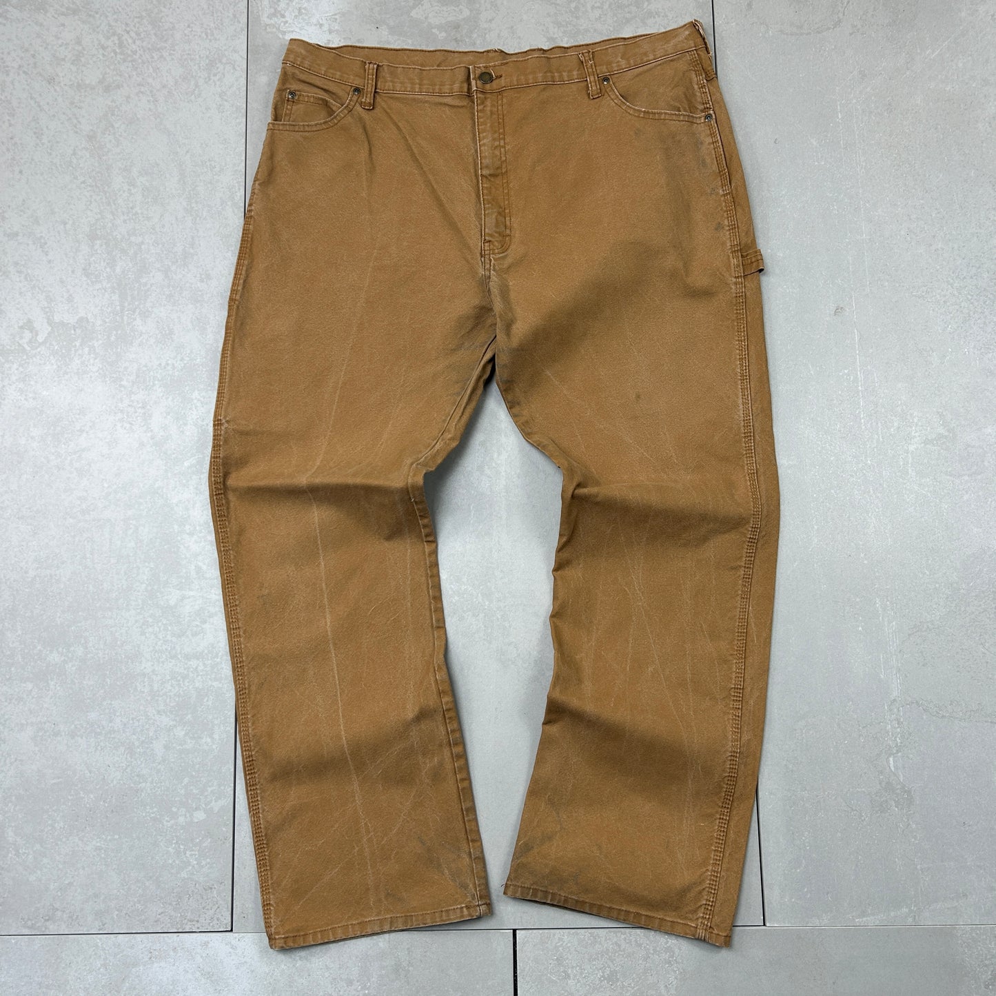 Vintage Dickies Workwear Carpenter Baggy Brown Trousers - 42