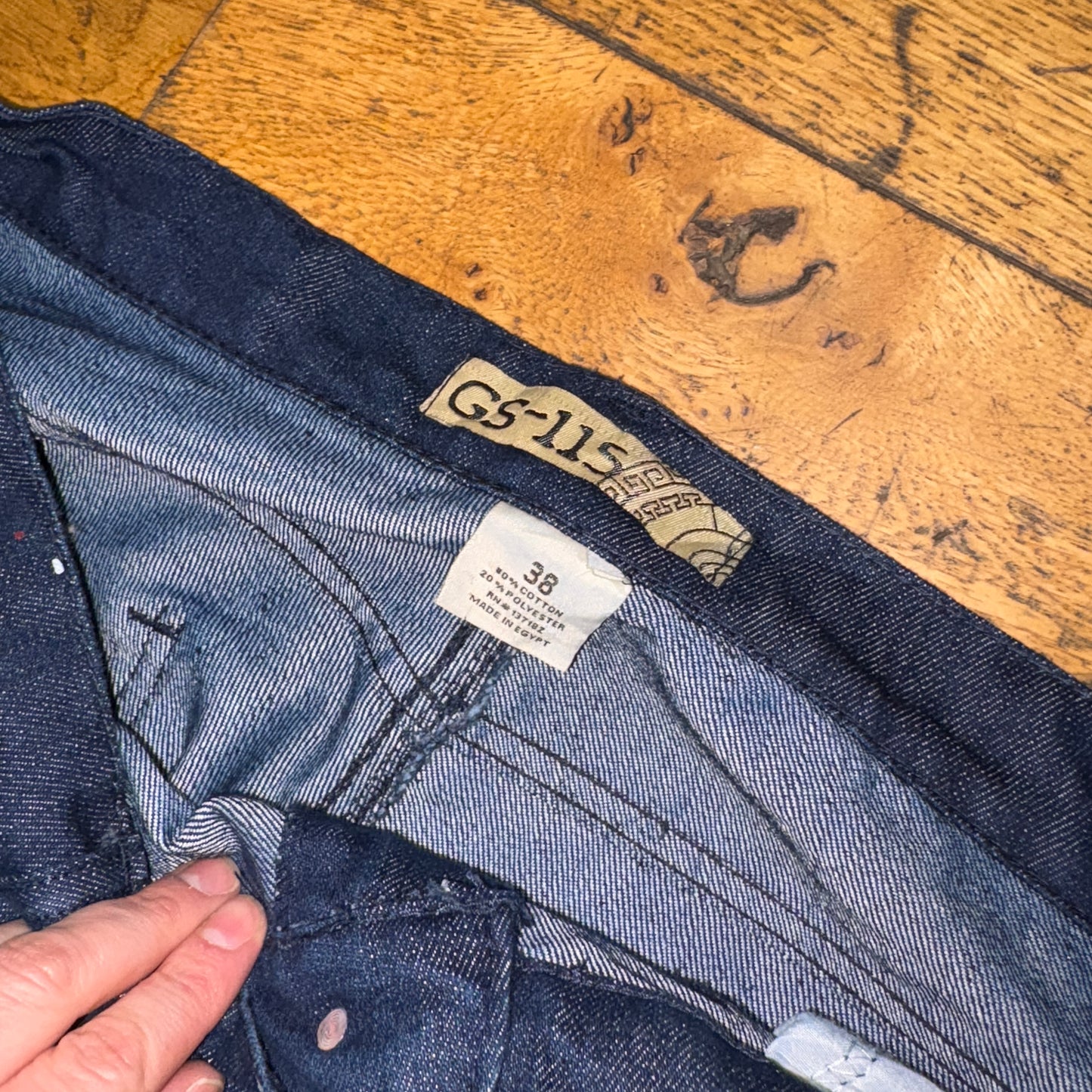 Vintage Navy Paint Splatter Grunge Y2K Hip Hop Baggy Jeans - 38R