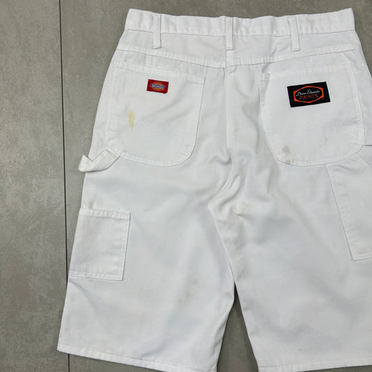 Vintage Dickies Workwear Carpenter Baggy White Shorts - 34